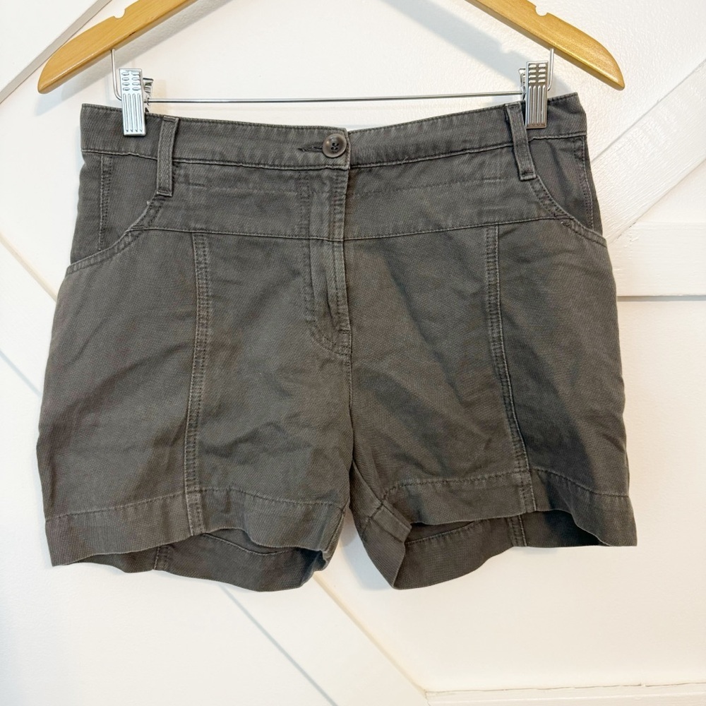 K.A. 7 for All Mankind High Rise 4” Linen Camp Shorts Gray Sz 6